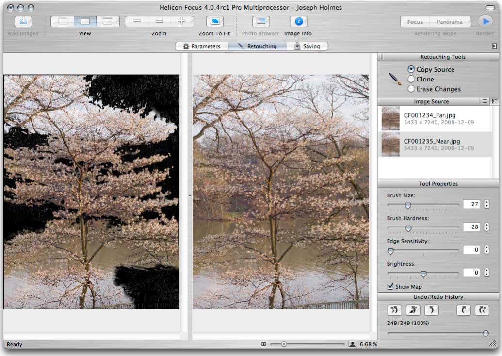 Helicon Focus 4.0.4 retouching result